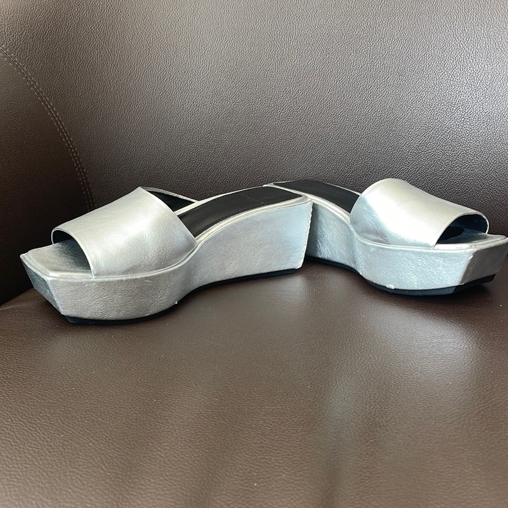 Metallic Slide Platform Sandals, Marc Fisher, 5m - image 1